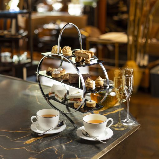 Afternoon tea with champagne at Párisi Passage Restaurant